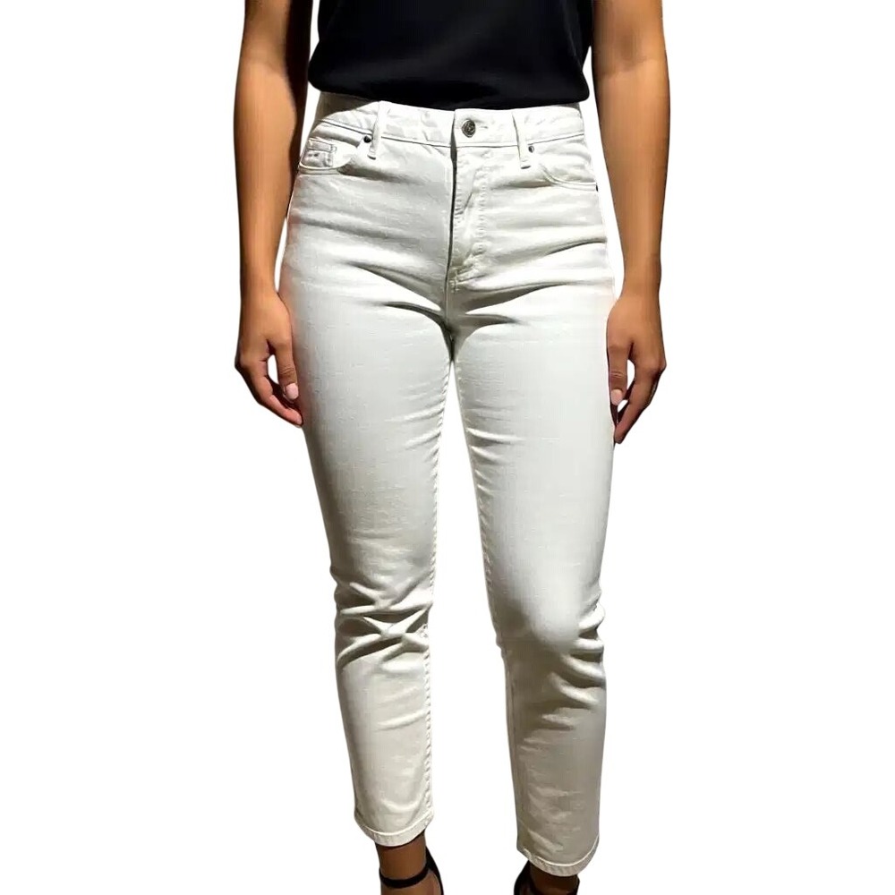 Nine West Gramercy Crop Jeans Womens 12 White Denim Slim Fit NWT